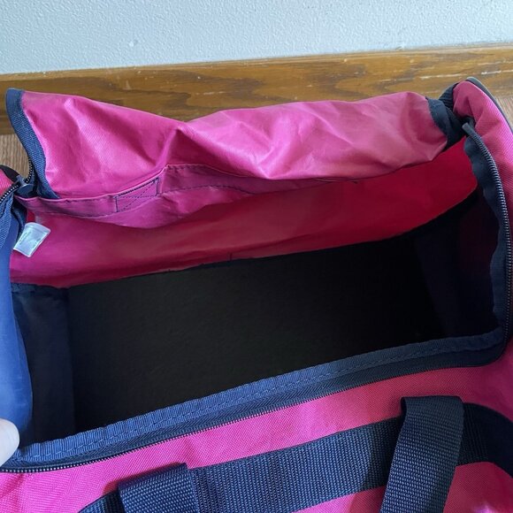 Adidas Pink Navy Logo Workout Travel Shoulder Strap Small Diablo Duffel Gym Bag - Picture 7 of 9